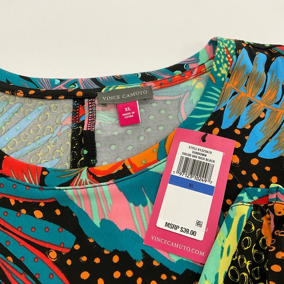 NWT Vince Camuto Multicolor Tropical Patterned Sleeveless Tunic Top - Picture 9 of 9